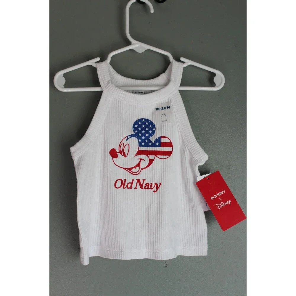 Old Navy x Disney Baby Girls 18-24M Tank Top Mickey Flag 4OJ NEW WITH TAGS